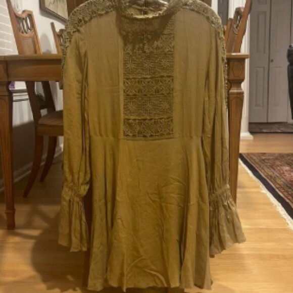 Free People Boho Lace Dress Olive szS - Picture 1 of 6